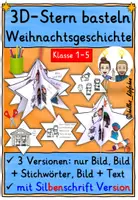 Vorschau - Mal- und Bastelvorlagen - Weihnachtsgeschichte Religion – Stern zum Aufhängen basteln - Deckblatt