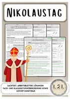 Vorschau - Arbeitsblätter - Nikolaustag / Nikolaus / Nikolausfest - Förderung der Lesekompetenz (Sachtext, Arbeitsblatt und Lösungen) - Deckblatt