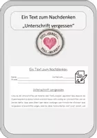 Vorschau - Merkblätter - Abschreibtext - ein Text zum Nachdenken - Unterschrift vergessen - Deckblatt