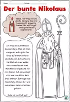 Vorschau - Arbeitsblätter - Lese-Mal-Blatt "Der bunte Nikolaus" Advent / Weihnachten - Deutsch / DaZ / DaF #rabattstattrute - Seite 1