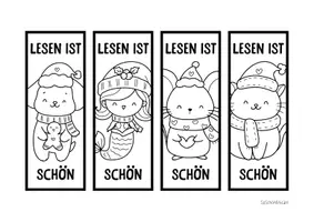 Vorschau - Mal- und Bastelvorlagen - Lesezeichen zum Ausmalen - Winter - Seite 2