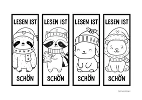 Vorschau - Mal- und Bastelvorlagen - Lesezeichen zum Ausmalen - Winter - Seite 3