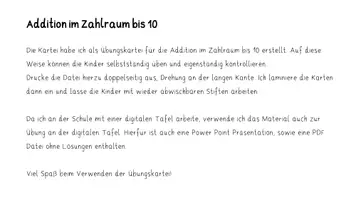 Vorschau - Stationenlernen - Mathekartei zur Addition im ZR10 - Seite 1