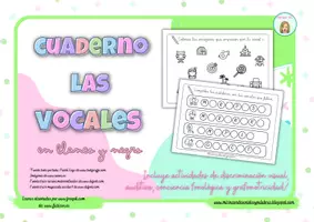 Vista previa - Refuerzo / NEE / Materiales de apoyo - _CUADERNILLO LAS VOCALES B&N - Portada