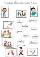 Vorschau - Arbeitsblätter - Arbeitsblatt Bild-Wort Zuordnung Tunwörter - Deckblatt