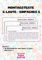 Vorschau - Arbeitsblätter - S-Laute - einfaches S: Rechtschreibtraining Montagstexte - Deckblatt