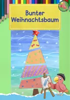 Vorschau - Mal- und Bastelvorlagen - Kunst Weihnachten, Weihnachtsbaum vor Schneegestöber - Deckblatt