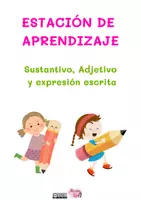 Vista previa - Hojas de trabajo - ESTACIÓN DE APRENDIZAJE Sustantivo y adjetivo - Portada