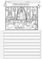 Vorschau - Arbeitsblätter - Schreiben zu Bildern Weihnachten Klasse 2, 3, 4, Wimmelbild Wichtel - Seite 1