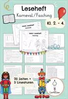Vorschau - Arbeitsblätter - Leseheft Fasching Karneval | Leseförderung Kl. 2 - 4 - Deckblatt