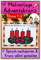 Vorschau - Arbeitsblätter - Adventskranz Religion Grundschule / Anmalen & Nachspuren - Deckblatt