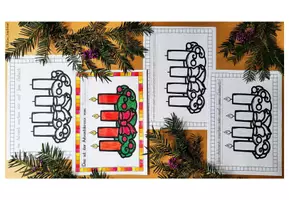 Vorschau - Arbeitsblätter - Adventskranz Religion Grundschule / Anmalen & Nachspuren - Seite 1