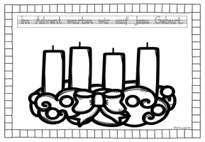 Vorschau - Arbeitsblätter - Adventskranz Religion Grundschule / Anmalen & Nachspuren - Seite 3