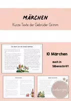 Vorschau - Arbeitsblätter - Märchen: Märchen der Gebrüder Grimm (kurze Texte) - Deckblatt