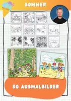 Vorschau - Mal- und Bastelvorlagen - 50 Sommer Ausmalbilder für Grundschüler - Deckblatt