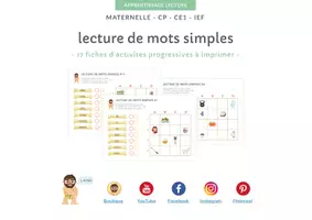 Aperçu - Feuilles d'exercices - Les 17 fiches d'activités lecture de mots simples - Page 1