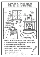 Vorschau - Arbeitsblätter - Read and Colour Christmas: 5 Ausmalbilder zum Wiederholen von Farben (Klasse 4-5) - Seite 1