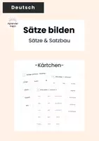 Vista previa - Refuerzo / NEE / Materiales de apoyo - Sätze bilden - Kärtchen (Alemán / Deutsch) - Portada