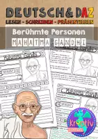 Vorschau - Arbeitsblätter - Personen beschreiben: Mahatma Gandhi - Deckblatt