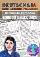 Vorschau - Arbeitsblätter - Berühmte Personen Lesen Schreiben Präsentieren Malala - Deckblatt