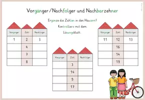 Vorschau - Arbeitsblätter - Arbeitsblatt: Vorgänger & Nachfolger im ZR bis 20, Förderung der Zahlvorstellung, Selbstkontrolle - Seite 1