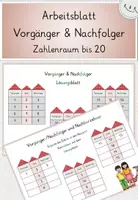 Vorschau - Arbeitsblätter - Arbeitsblatt: Vorgänger & Nachfolger im ZR bis 20, Förderung der Zahlvorstellung, Selbstkontrolle - Deckblatt