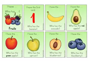 Vorschau - Bildkarten - Lesespiel "I have ... Who has ...?" - Fruits - Seite 1
