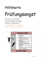 Vorschau - Fördermaterial/Inklusion - Hilfskarte bei Prüfungsangst und Blockaden - Deckblatt