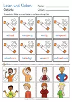 Aperçu - Feuilles d'exercices - Allemand Deutsch Gefühle Lesen und Kleben - Page 2