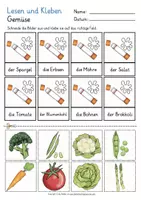 Aperçu - Feuilles d'exercices - Allemand Gemüse Lesen und Kleben Deutsch - Page 2