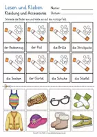 Aperçu - Feuilles d'exercices - Lesen und Kleben Kleidung Deutsch - Page 3