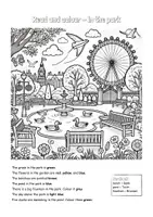 Vorschau - Arbeitsblätter - Read and colour - In the park - Deckblatt