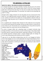Vorschau - Arbeitsblätter - Australia - Aboriginal Australians: Reading Comprehension mit Worksheets (Klasse 7/8) - Seite 1