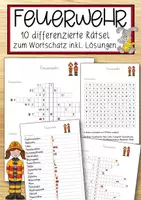 Vorschau - Anderer Materialtyp - Feuerwehr – 10 differenzierte Rätsel zum Wortschatz inkl. Lösungen - Deckblatt