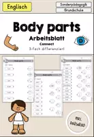 Vorschau - Arbeitsblätter - body parts Körperteile Arbeitsblatt differenziert - Englisch - Deckblatt
