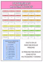 Vista previa - Hojas de trabajo - Problemas matemáticos y chuleta con los pasos a seguir - Portada
