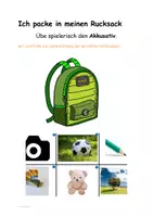 Vorschau - Spiele - Spiel Akkusativ: Ich packe in meinen Rucksack - Deckblatt