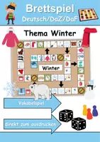 Vorschau - Arbeitsblätter - Brettspiel Winter Wortschatzspiel Grundschule DaZ/DaF/Deutsch - Deckblatt
