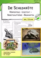 Vorschau - Arbeitsblätter - Schildkröte - Körperteile - Lesetext - Verständnisaufgaben - Bildkarten - Deckblatt