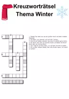 Vorschau - Mal- und Bastelvorlagen - Kreuzworträtsel mit Lösung Winter (Grundschule) - DaZ/DaF, Deutsch, Wortschatz - Seite 1