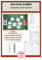 Vorschau - Arbeitsblätter - Wortfeld sagen - Arbeitsblätter, Tafelbild, Quiz und Wortliste - Deckblatt