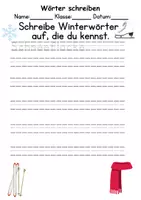 Vorschau - Arbeitsblätter - Winter Wörter und Sätze schreiben und Silben DaZ/DaF, deutsch - Seite 1