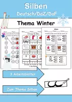 Vorschau - Arbeitsblätter - Winter Silben/Wortschatz DaZ/DaF, deutsch - Deckblatt