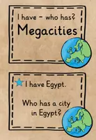 Vorschau - Arbeitsblätter - I have who has - Megacities und Countries - Megastädte - Seite 1