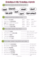 Vorschau - Arbeitsblätter - QUESTION WORDS - Worksheet (where, what, how often, who) 5. Schulstufe - Seite 1