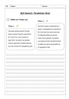Vorschau - Arbeitsblätter - Großer Leistungsnachweis GLN Persönlicher Brief schreiben - Deckblatt