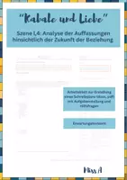 Vorschau - Arbeitsblätter - "Kabale und Liebe": Analyse und Interpretation der Szene l,4 - Deckblatt