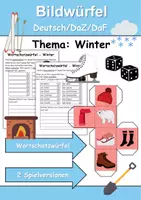 Vorschau - Arbeitsblätter - Bilderwürfel Winter - DaZ/DaF, Deutsch (Spiel) - Deckblatt