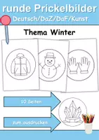 Vorschau - Arbeitsblätter - runde Prickelbilder / Fensterbilder Thema Winter - Grundschule - Bastelvorlagen - Deckblatt