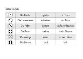 Vorschau - Arbeitsblätter - Spiel: Sätze würfeln - Deckblatt